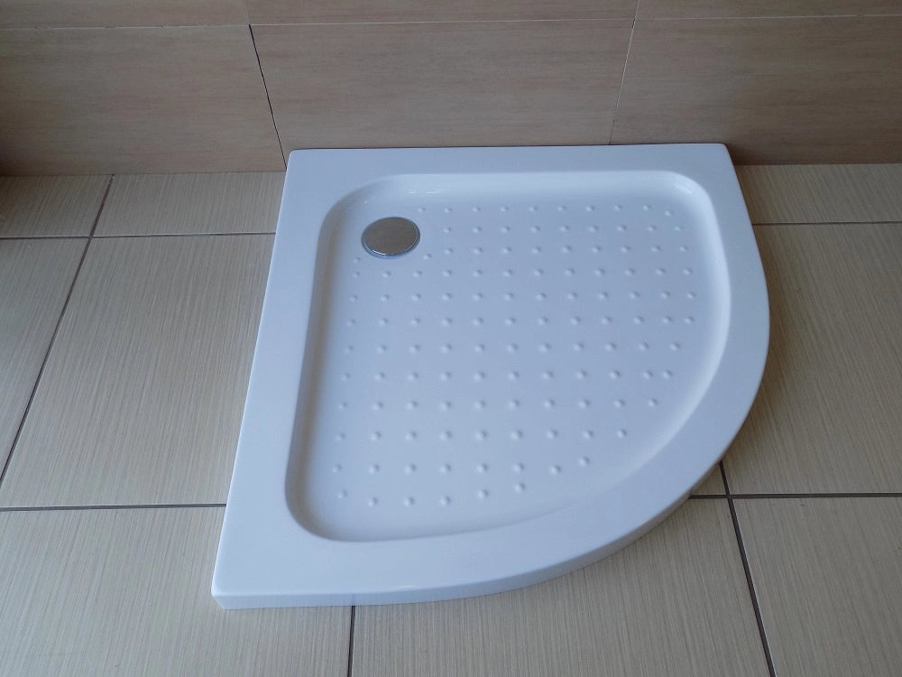 Piatto doccia semicircolare h.5cm ultraflat in resina bianco Milo 90x90 cm