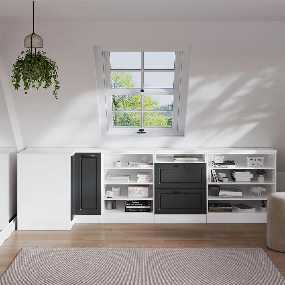 Mobile sottotetto Mobile angolare Rion, Antracite casa di campagna, 75.6 x 81.6 cm con 1 porta, carcassa dell’armadio profondità 60 cm, adatto per il salvaspazio sotto tetti spioventi