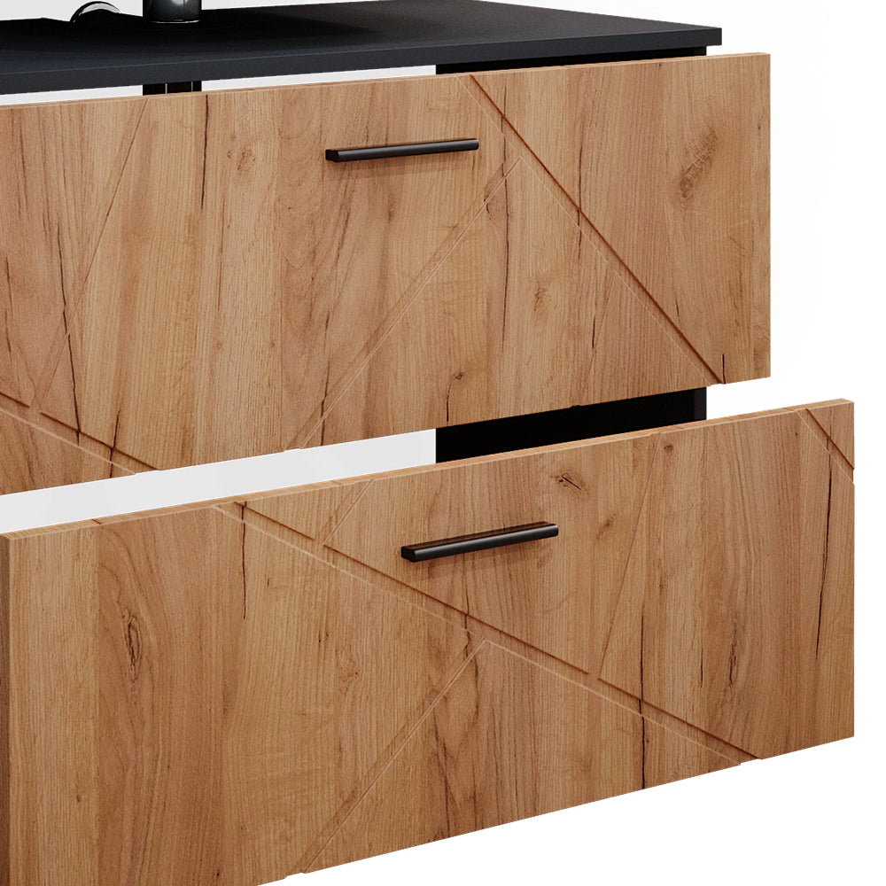 Vicco Set mobili bagno Quercia dorata/antracite 3 parti, con cassettiera e colonna