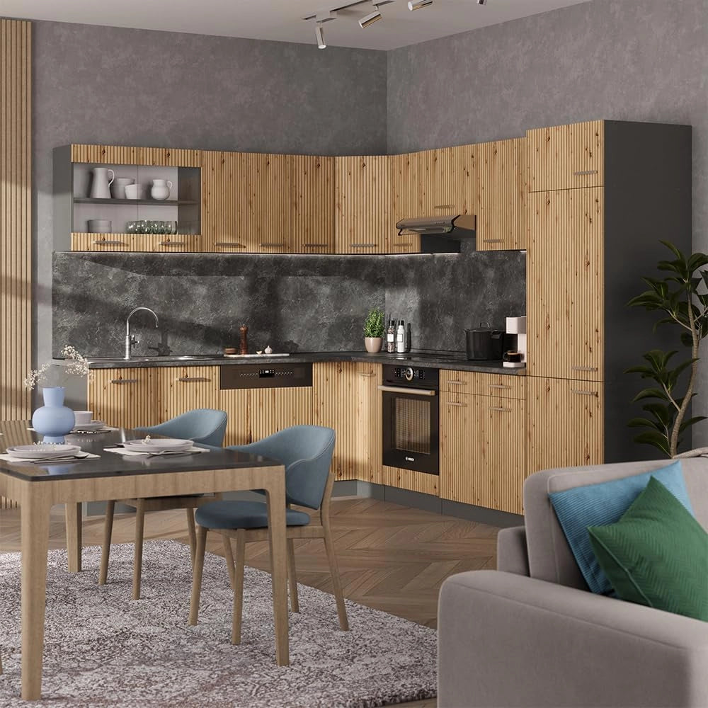 Frontale cucina R-Line, Rovere artigianale, 79.2 x 70.8 cm frontale del mobile per mobile base con cassetti, adatto per armadi da cucina R-Line per un montaggio semplice