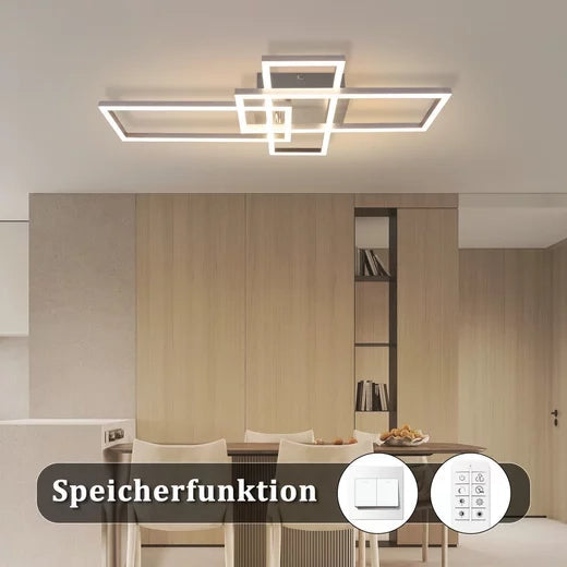 ZMH Lampada da soffitto LED geometrica dimmerabile argento 36W 64CM per casa moderna