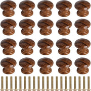 Viti di chiusura 20 pezzi - finitura in plastica a imitazione di legno - foro singolo - maniglioni rotondi per armadi - marrone scuro