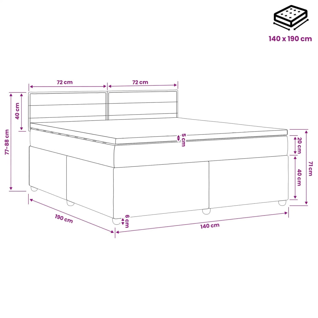 Letto box spring con materasso Blu 140 x 190 cm Tessuto 3451460