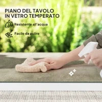 Set da Esterno 3 Pezzi con 2 Sedie con Braccioli e Cuscini e Tavolo con Piano in Vetro, Bianco
