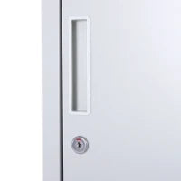 Armadietto 4 Ripiani 2 Porte Chiusura di Sicurezza Ufficio Garage Officina Acciaio Laminato a Freddo 38x46x180cm Grigio