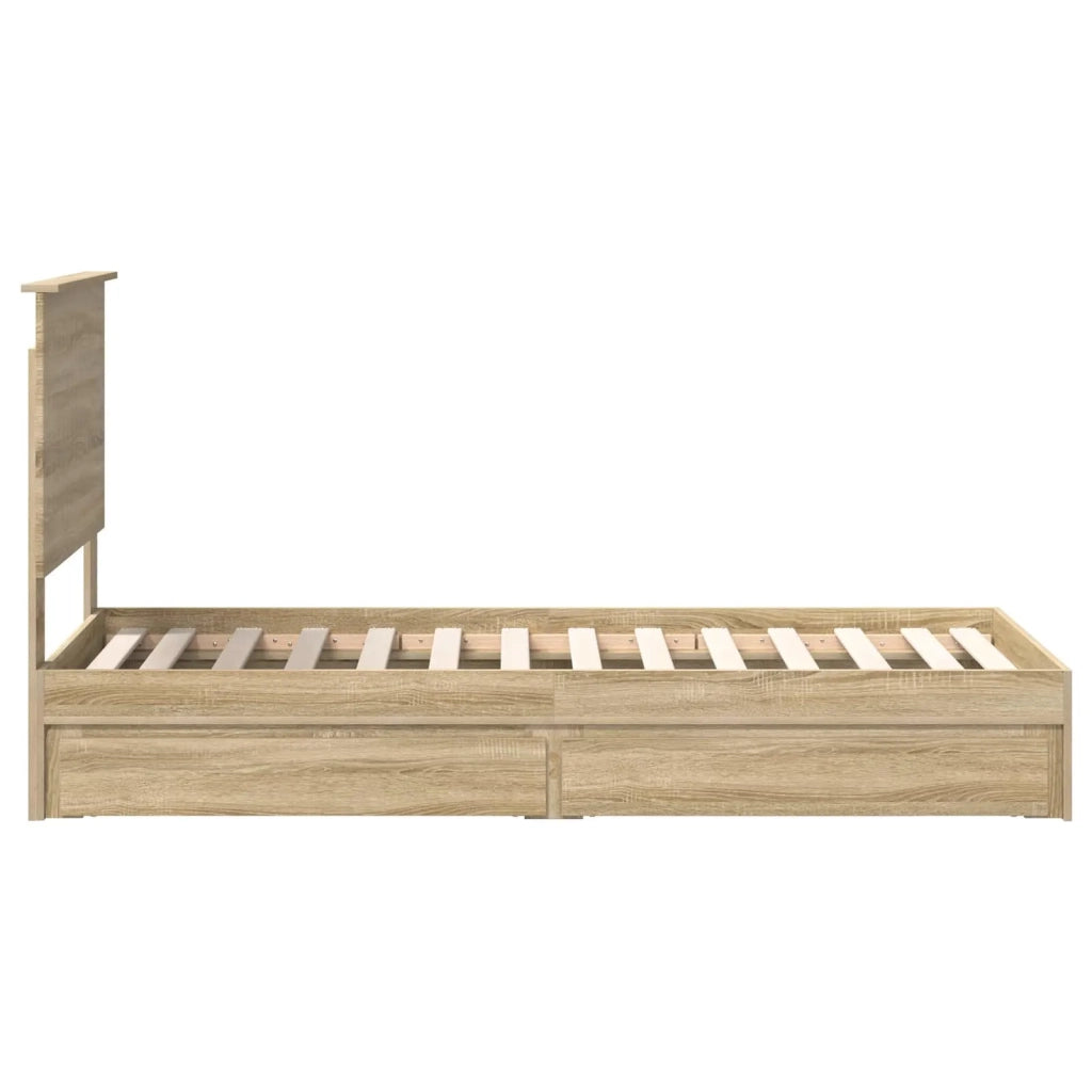 Letto con Contenitore con testiera Rovere Sonoma 75 x 190 cm