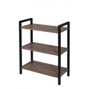Libreria a 3 Ripiani, Scaffale Portaoggetti, Libreria dallo Stile Industriale, Organizer, 62x74x29,50 cm, Colore Dark Oak e Nero Opaco, Made in Italy