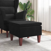 Poggiapiedi con Gambe in Legno Nero in Velluto 329463