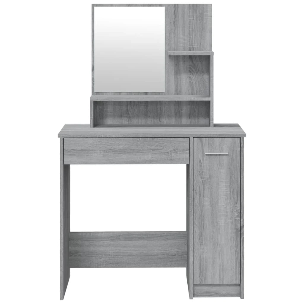 Toeletta tavolo da trucco di design mobile da camera da letto con specchio 86,5 x 35 x 136 cm grigio 02_0006389