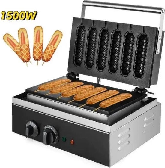 Frittelle maker - 1500W - Macchina per hot dog - Forme per muffin - 6 pezzi - Macchina da cucina - Tostapane