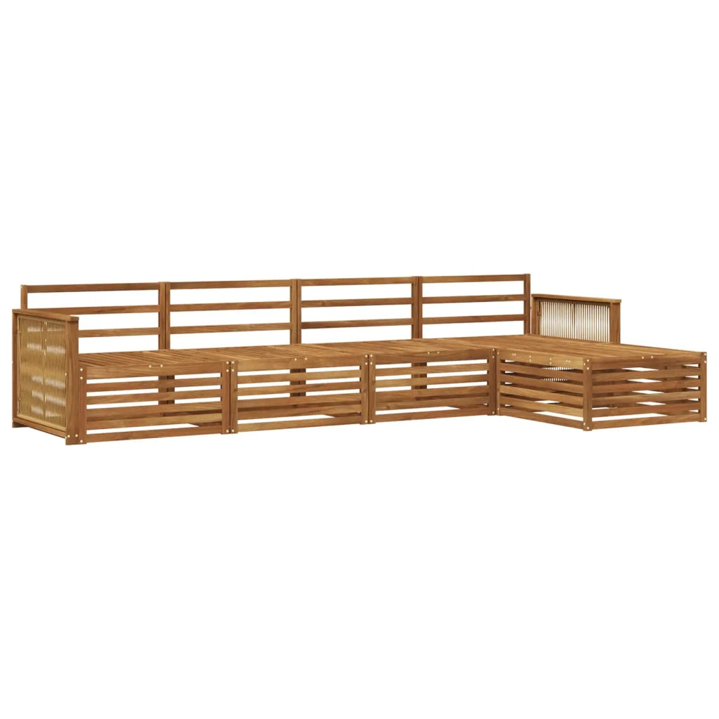 Set di divani da esterno 5 pz Naturale Legno di Acacia Massello 3383237