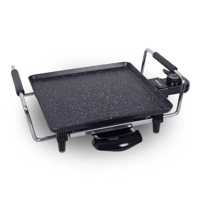 Piastra grill elettrica 1200W da tavolo 27x27 cm con rivestimento ceramico marmo e controllo temperatura - Sogo