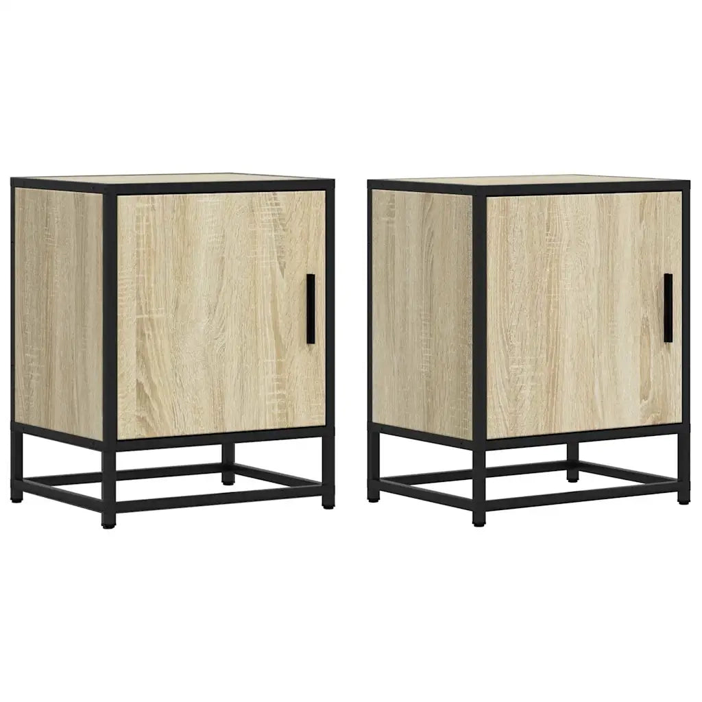 Comodini 2pz Rovere Sonoma 40x31x50cm Legno Multistrato Metallo 848712