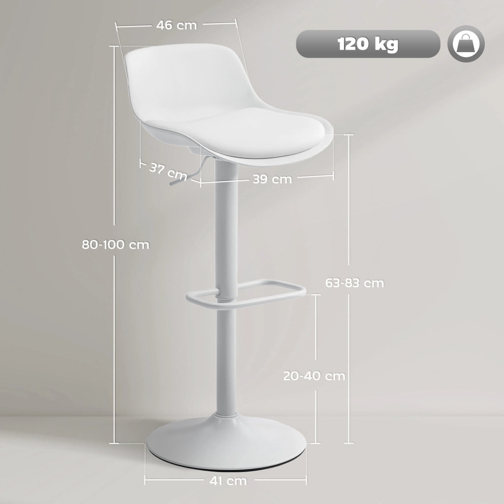 Sgabelli da Bar con Schienale e Seduta Girevole ¨C Minimal ¨C Pelle PU Bianco