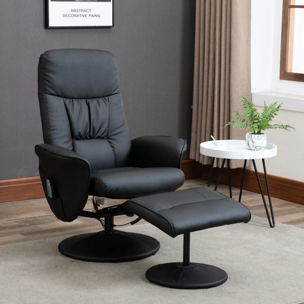 Poltrona relax reclinabile con poggiapiedi ¨C Xylo ¨C massaggiante elettrica girevole similpelle nera