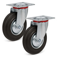 Set 2x ruote piroettanti, rivestimento in gomma piena, Rotella 200mm max 150kg con nucleo in metallo