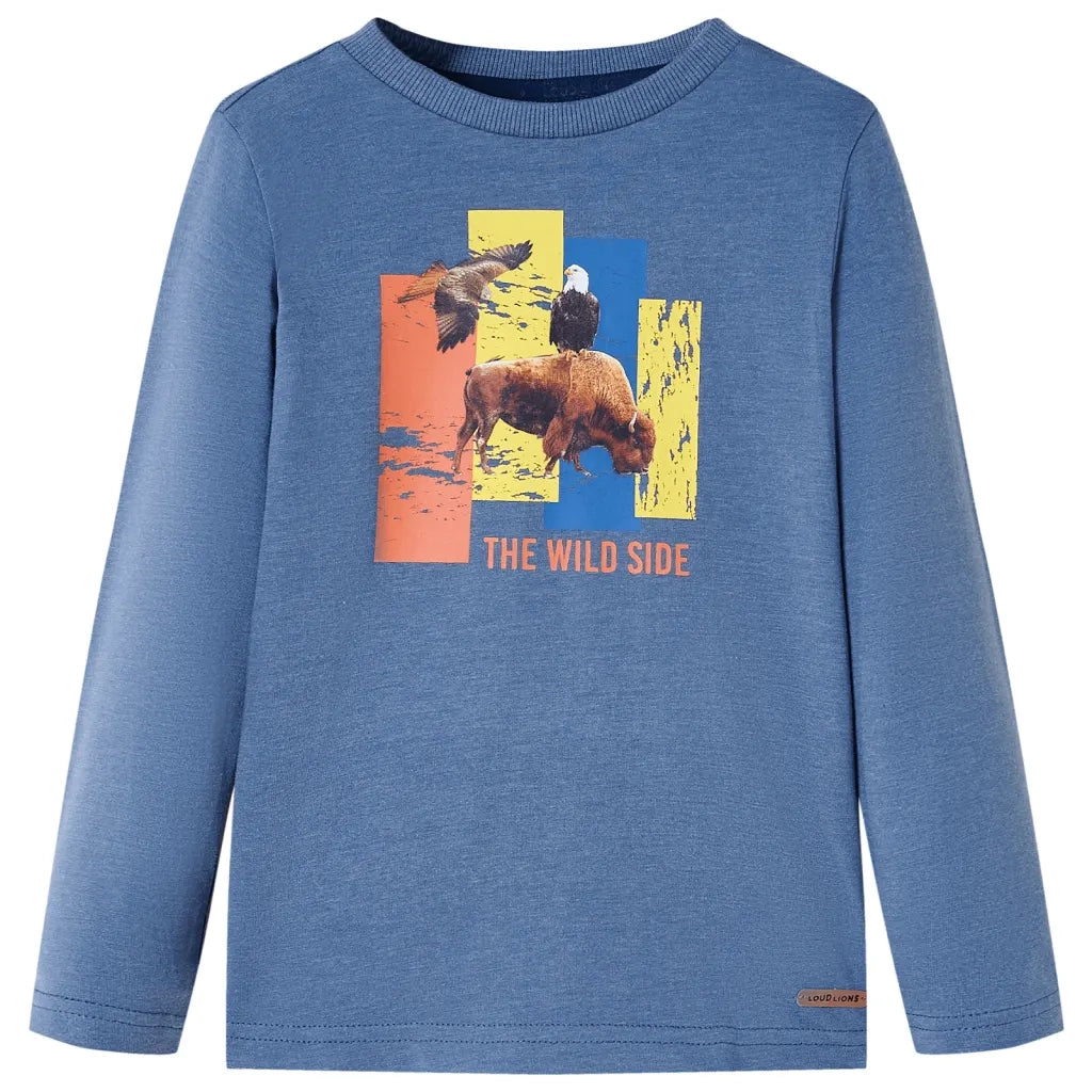 Maglietta Bambino a Maniche Lunghe Blu MÃ©lange 116cod mxl 117278