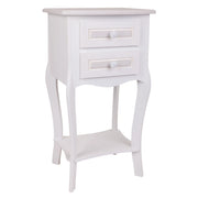 Comodino in legno con 2 cassetti bianchi 38x31,5x71.