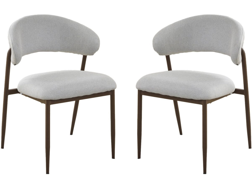 Set di 2 sedie da pranzo in tessuto e metallo "Edena" - Grigio chiaro