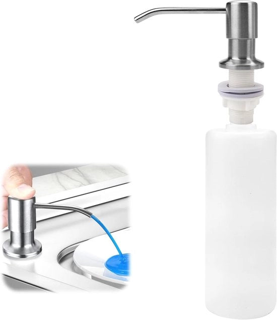 Dispensatore di sapone da incasso - 350 ml - Adatto per cucina - Acciaio inossidabile