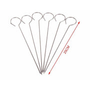 Trade Shop - Set 10 Spiedini In Acciaio Inox 25 Cm Impugnatura Uncino Per Griglia Bbq 2406315 -