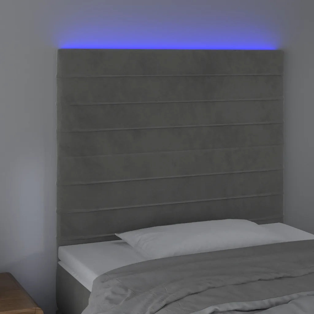 Testiera | Testata a LED Grigio Chiaro 90x5x118/128 cm in Velluto