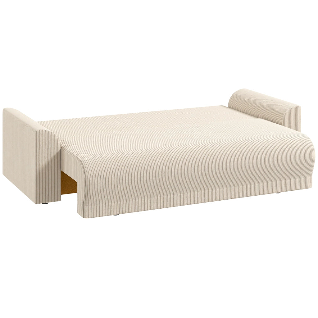 Divano letto 3 posti ¨C zephmum ¨C Tessuto antimacchia beige, Struttura in legno, 230 cm