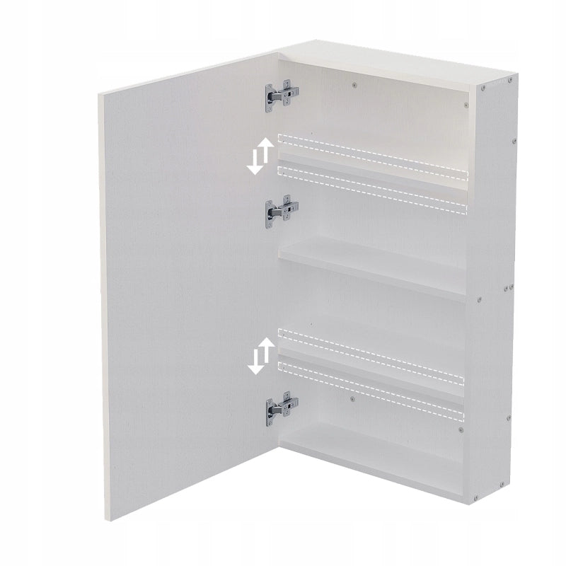 Mobiletto da bagno sospeso bianco con ripiani, colonna, stile loft, moderno, 80 cm