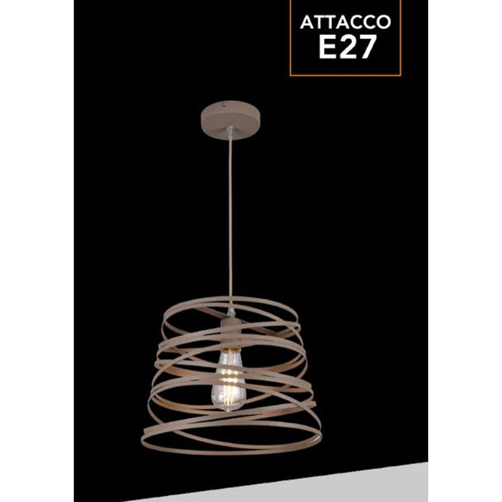 Trade Shop - Lampadario A Sospensione Moderno Con Paralume In Metallo A Vortice Traforato Tortora A08 -