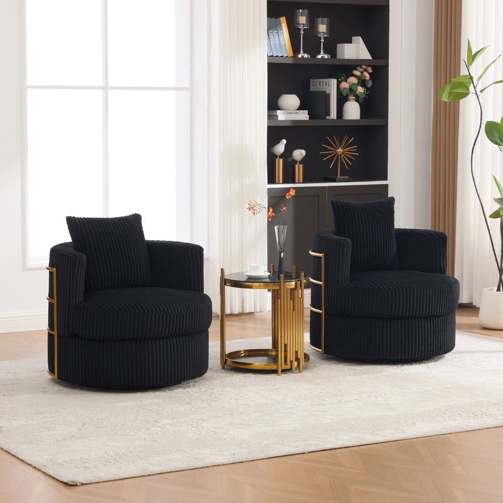 Poltrona girevole 360° con contenitore e seduta imbottita in cord nero