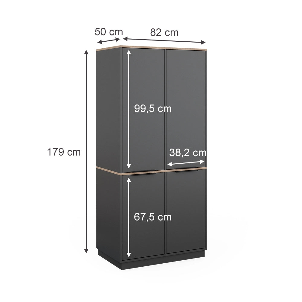 Vicco Armadio multifunzione Antracite 82 x 179 cm con 4 ante