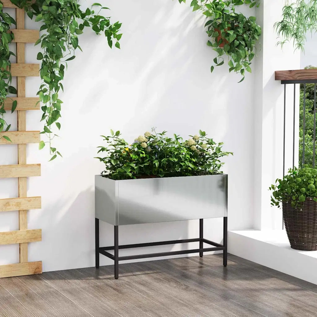 Fioriere | Cassetta per fiori | Vaso da Giardino Rialzato Argento 60 x 26 x 45 cm