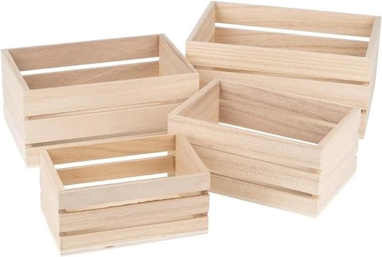 Scatole di legno in forma rettangolare - Dimensioni variabili - 4 pezzi di scatola di legno
