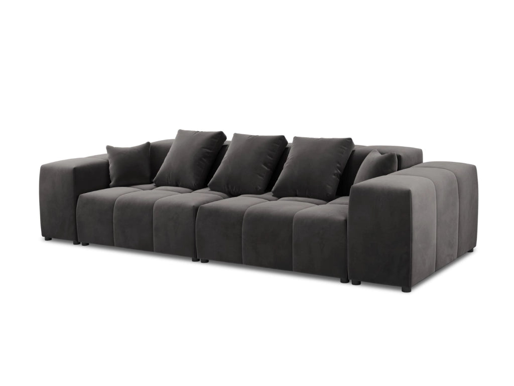 Cosmopolitan Design - Divano modulare "Rome" 3 posti in velluto grigio scuro 
