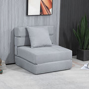 Poltrona letto pieghevole 2 in 1 con funzione letto e cuscino in schiuma grigio chiaro per salotto e camera