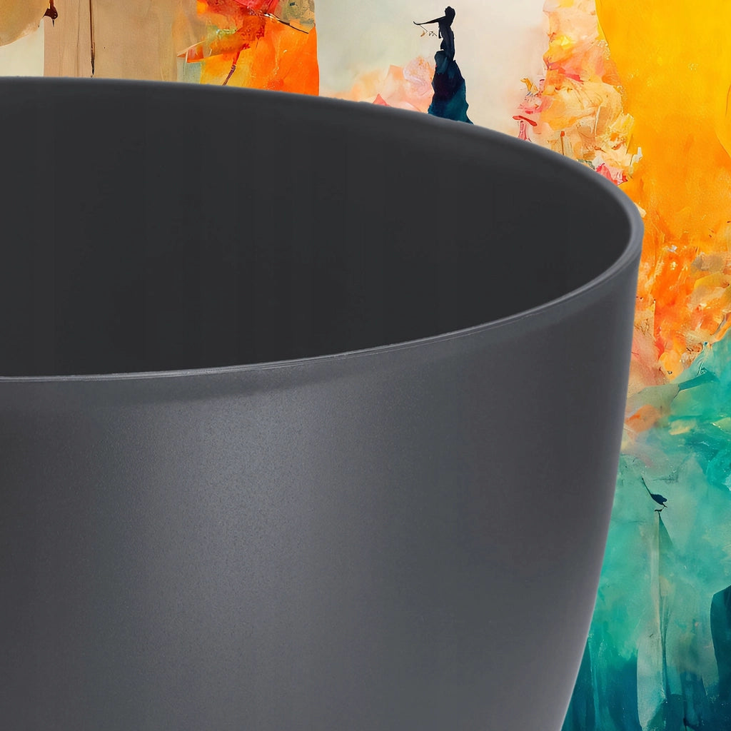 Vaso da fiori KADAX, fioriera, coperchio, gambe, inserto, supporto per fiori, 33 cm, antracite, rotondo