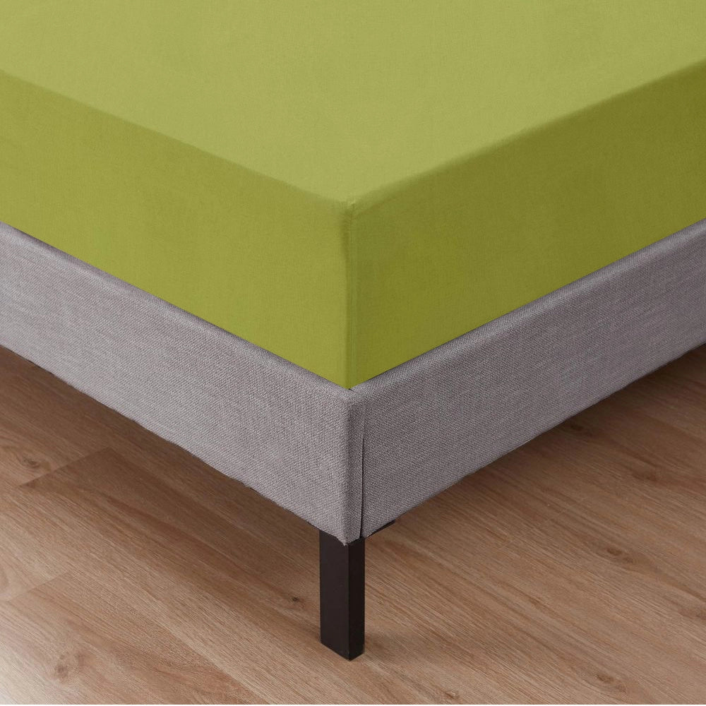 Lenzuolo Sotto Con Angoli Elastici 100% Puro Cotone  Verde - Matrimoniale