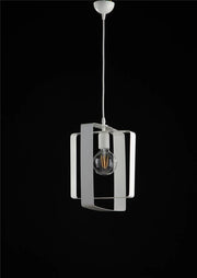 AURORA LAMPADARIO A SOSPENSIONE IN METALLO DESIGN MODERNO COLORE BIANCO E27 1 LUCE 57 WATT 40X30X40 CM