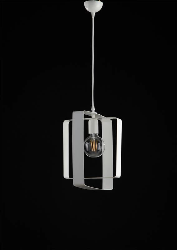 AURORA LAMPADARIO A SOSPENSIONE IN METALLO DESIGN MODERNO COLORE BIANCO E27 1 LUCE 57 WATT 40X30X40 CM