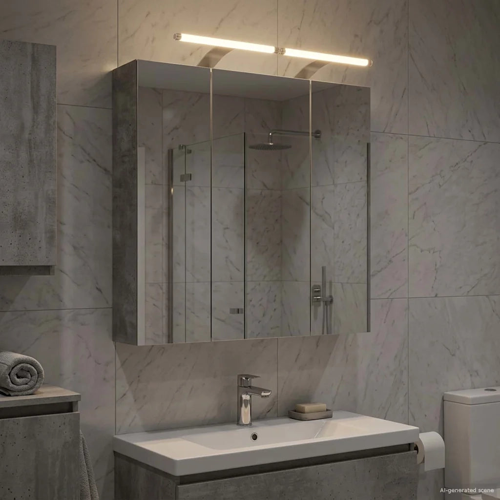 Mobiletto per specchio da bagno Grigio cemento 889098