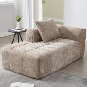 Méridienne con Cuscino e Tasche Laterali, Design Ergonomico in Ciniglia Cachi 158 × 90 × 60 cm