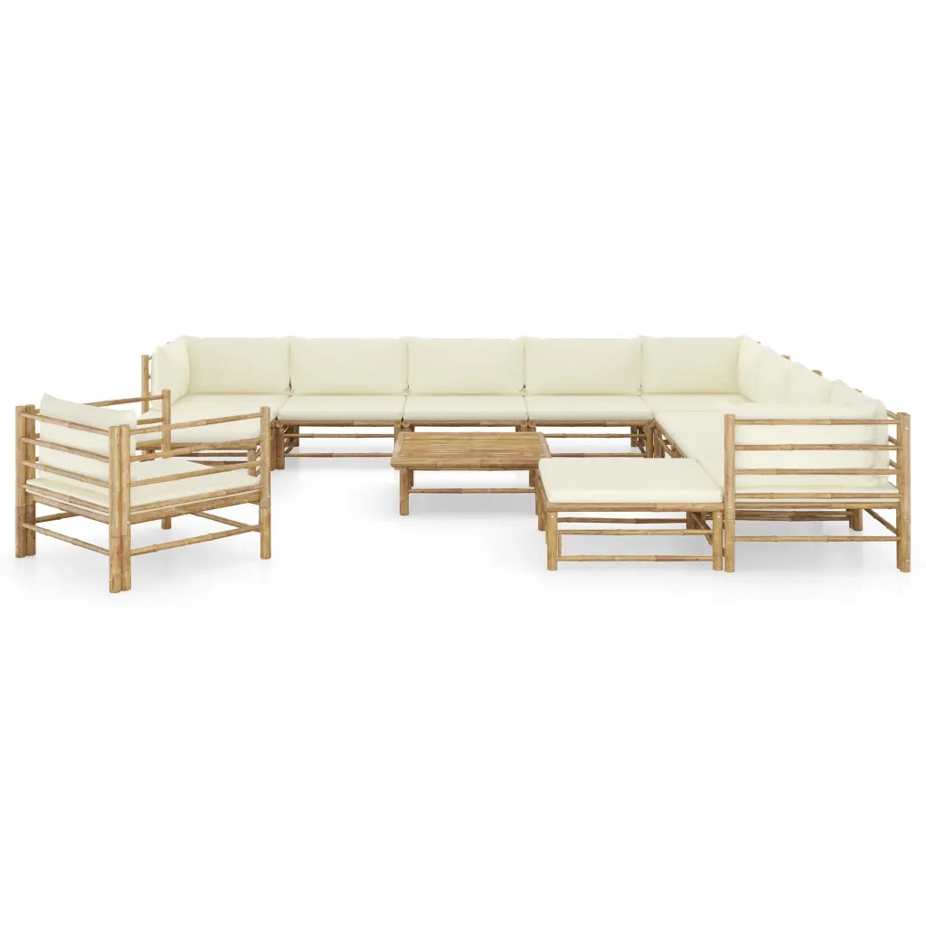 Set Divani da Giardino 12 pz con Cuscini Bianco Crema in BambÃ¹ cod mxl 39992