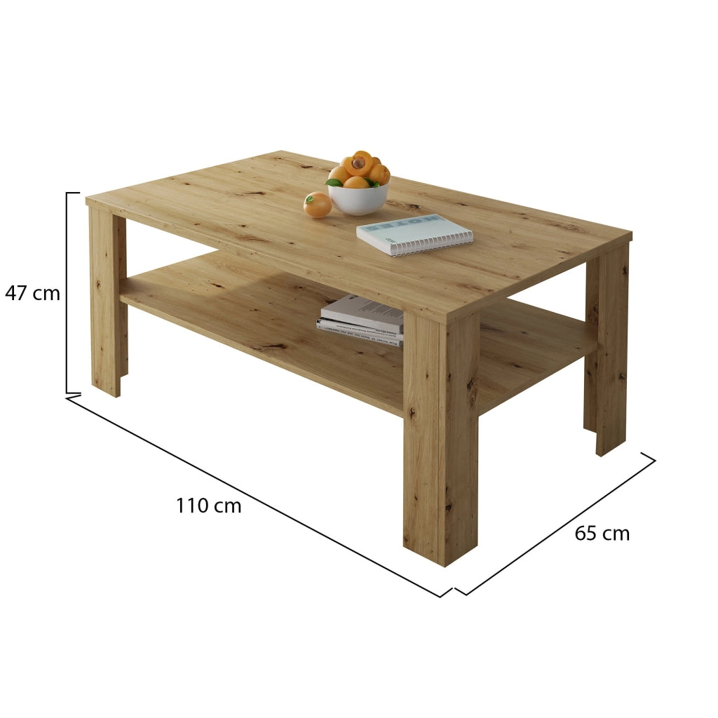 Rora, Tavolino da Salotto un Vano, 110x65x47h cm Marrone Rovere Nodi