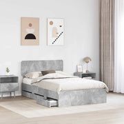 Letto matrimoniale | Letto per adulti | Struttura del letto con cassetto Grigio Cemento 135 x 190 cm