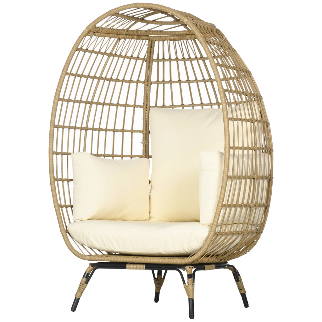 Poltrona in Rattan con Cuscini ¨C Xylo ¨C Khaki e Beige 105x90x148 cm