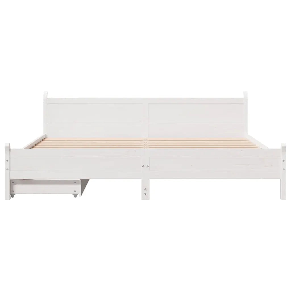 Giroletto senza Materasso Bianco 200x200 cm Legno Massello Pino