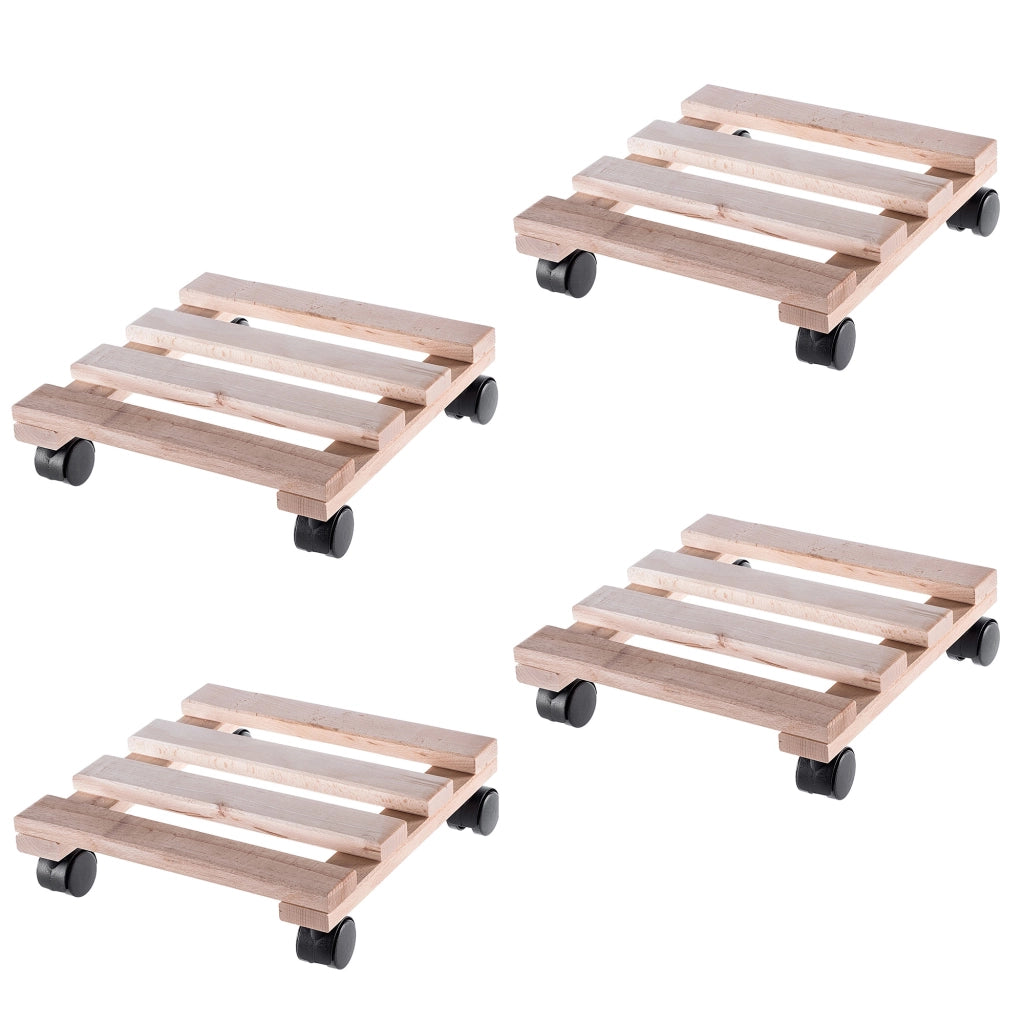 Supporto per vaso da fiori KADAX, fioriera in legno su ruote, piattaforma quadrata 30 cm