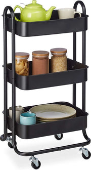 Carrello per cucina – ripristino di piatti – Carrello di archiviazione su ruote – con livelli – sostenibile -risparmio di spazio