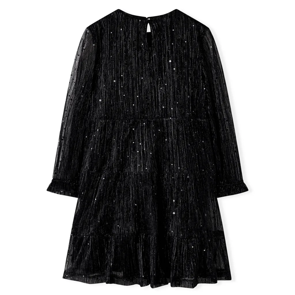 Abito per Bambine a Maniche Lunghe Nero 128 CFW1719526