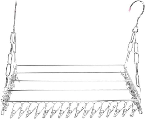 Asciugacapelli Portatile - Acciaio Inossidabile - Pieghevole - 36 Viti - Chiusura Ermatica - Per Asciugamani/Lingerie - 40cm Lunghezza - Appoggio Abbigliamento